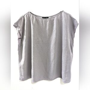 Eileen Fisher Boxy Silk Blouse Lavender Medium Crewneck Flowy